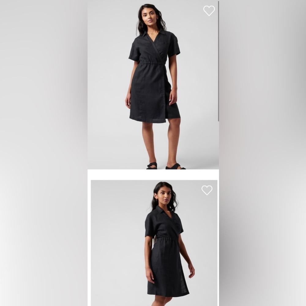Athleta Playa linen wrap dress, size 8. Worn and washed twice. Black